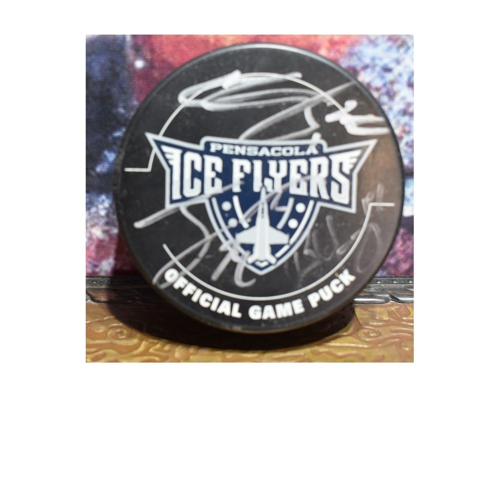Pensacola Ice Flyers Signed Official Puck SPHL Hockey Autographed Black